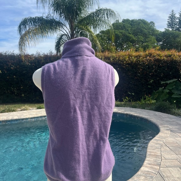 Cashmere Purple Turtleneck sleeveless Sweater medium-large - Picture 5 of 8